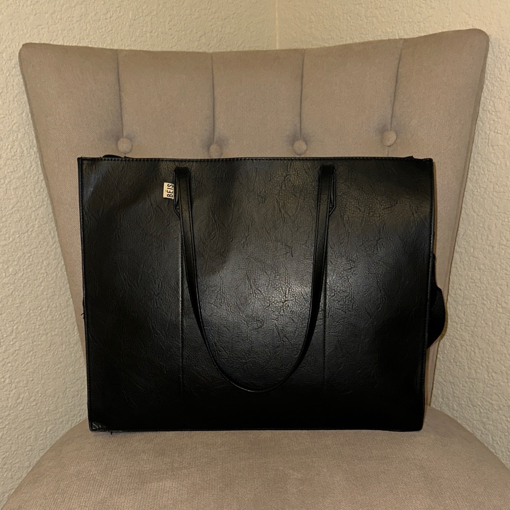 BEIS Elegant Black Women's large work tote